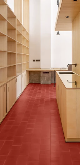 A clean and beautiful office with handmade tiles